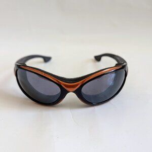 NWT Vintage 90's PC frame Oval Wrap Sporty Sunglasses (S. Blk+S. Org)